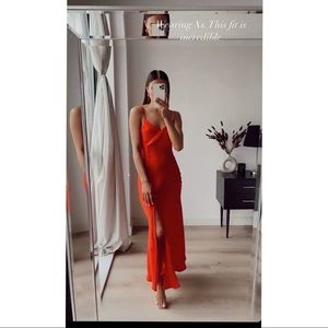 Zara red satin camisole dress